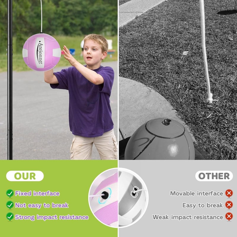 Arejonner Tetherball, 2 Pcs Tether Balls and Rope Set,Replacement Tetherball with Ball Pump for Adults Backyard Outdoors - Image 4
